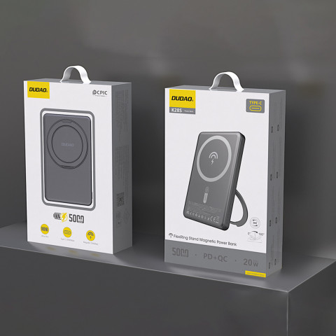 
Išorinė baterija su „MagSafe“ ir stovu 20 W PD 5000 mAh - pilka
