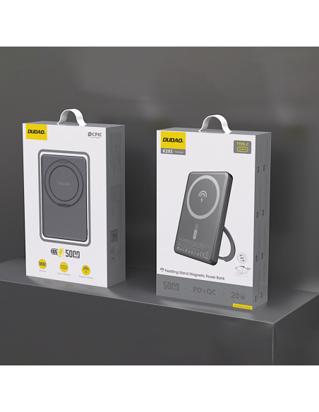 
Išorinė baterija su „MagSafe“ ir stovu 20 W PD 5000 mAh - pilka
