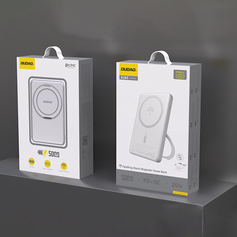 
Išorinė baterija su „MagSafe“ ir stovu 20 W PD 5000 mAh - sidabrinė
