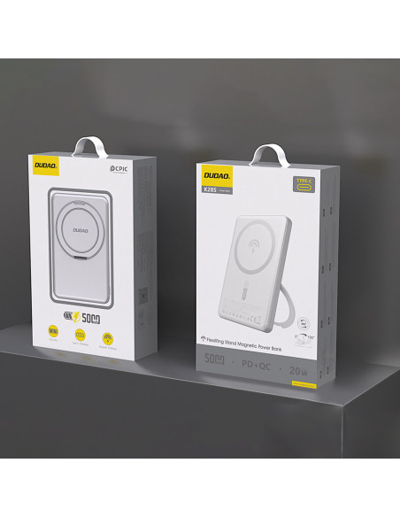 
Išorinė baterija su „MagSafe“ ir stovu 20 W PD 5000 mAh - sidabrinė
