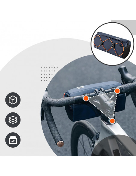 
Ant vairo tvirtinamas dviračio krepšys, 2,2 l – mėlynas
