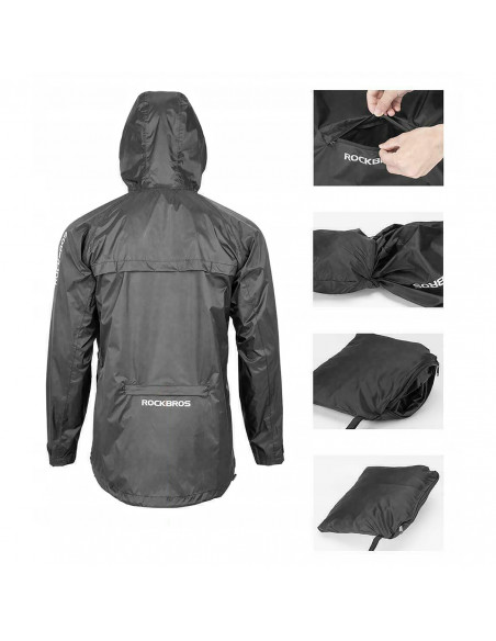 
Kvėpuojanti, vėjui nelaidi striukė nuo lietaus XXXXL - juoda
