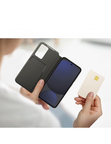 
„Samsung Smart View“ piniginės formos atverčiamas dėklas, skirtas „Samsung Galaxy S24 FE“ – juodas
