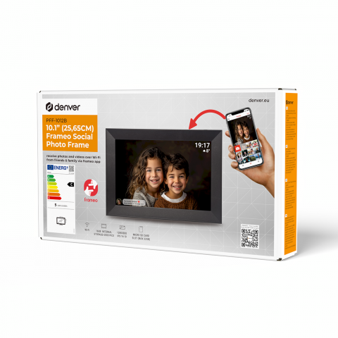 
PFF-1012B 10.1" skaitmeninis nuotraukų rėmelis 16 GB „Wi-Fi“ microSD – juodas
