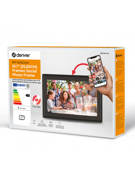 
PFF-1021B 10.1" skaitmeninis nuotraukų rėmelis 16 GB „Wi-Fi“ microSD – juodas
