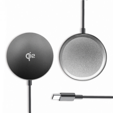 
Qi2 magnetinis belaidis indukcinis telefono įkroviklis 15W - juodas
