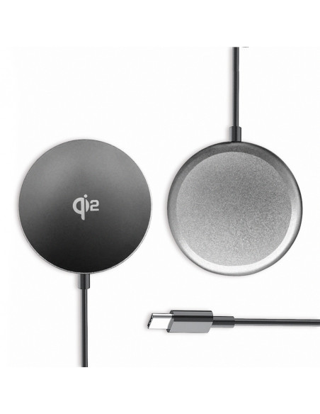 
Qi2 magnetinis belaidis indukcinis telefono įkroviklis 15W - juodas
