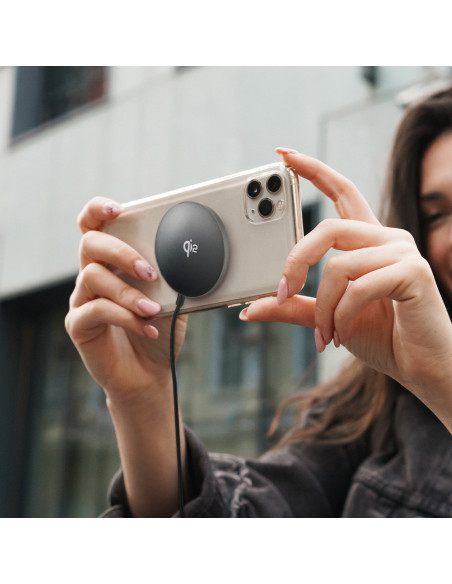 
Qi2 magnetinis belaidis indukcinis telefono įkroviklis 15W - juodas
