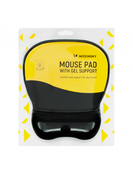 
Ergonomiškas pelės kilimėlis ir riešo atrama, gelis, eko oda, didelis, neslystantis - juodas

