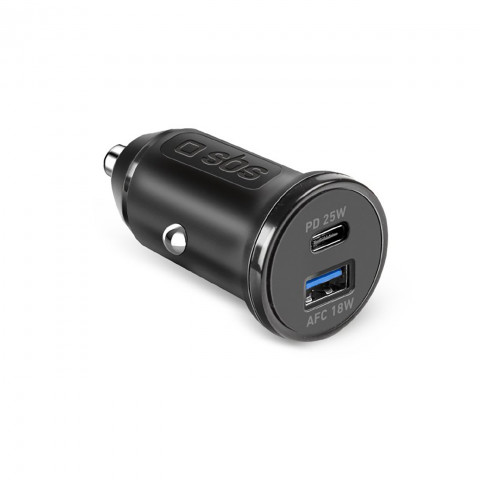 
„Power Delivery“ USB-A USB-C 25 W automobilinis įkroviklis – juodas
