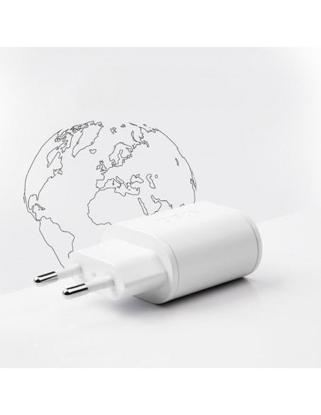 
„Power Delivery“ USB-A USB-C 20 W sieninis įkroviklis – baltas
