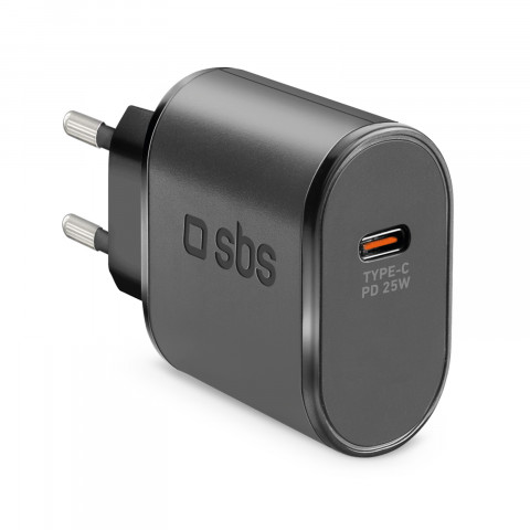 
„Power Delivery“ USB-C 25 W sieninis įkroviklis – juodas
