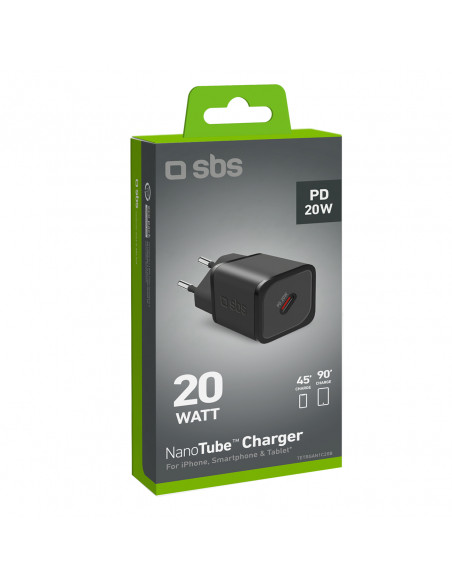 
„Power Delivery GaN USB-C“ 20 W sieninis įkroviklis – juodas
