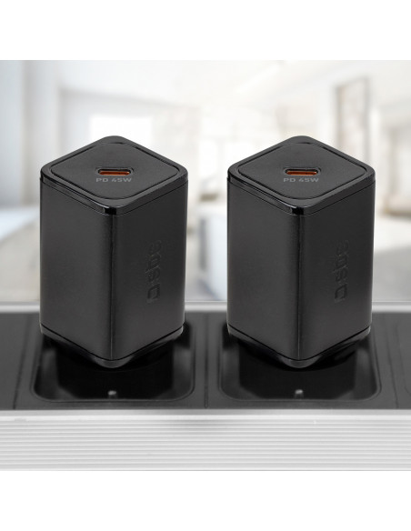 
„Power Delivery GaN USB-C“ 45 W sieninis įkroviklis – juodas
