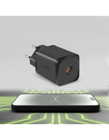 
„Power Delivery GaN USB-C“ 45 W sieninis įkroviklis – juodas
