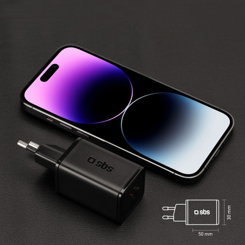 
„Power Delivery GaN USB-C“ 45 W sieninis įkroviklis – juodas
