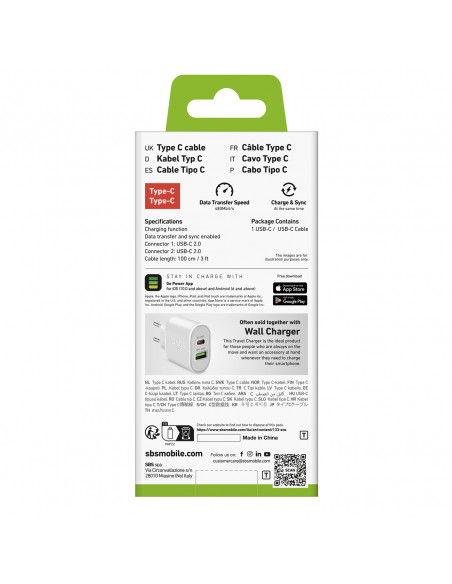 
USB-C PD 25W 1 m laidas – baltas
