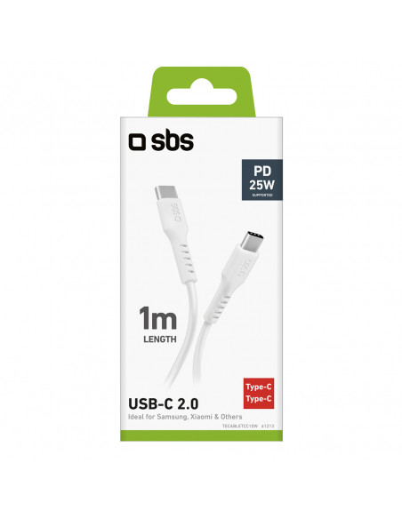 
USB-C PD 25W 1 m laidas – baltas
