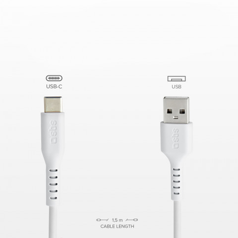 
USB-A - USB-C laidas 1,5 m - baltas
