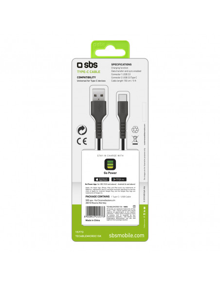 
USB-A - USB-C laidas 1,5 m - juodas
