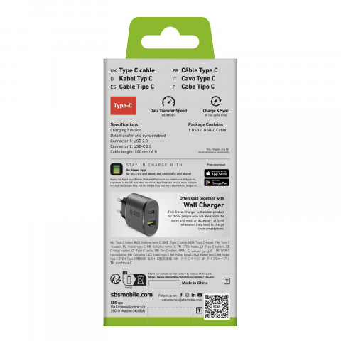 
USB-A - USB-C laidas 2 m - juodas
