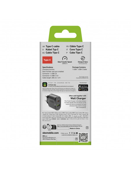 
USB-A - USB-C laidas 2 m - juodas
