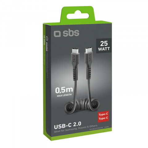 
USB-C spiralinis kabelis 0,5 m - juodas
