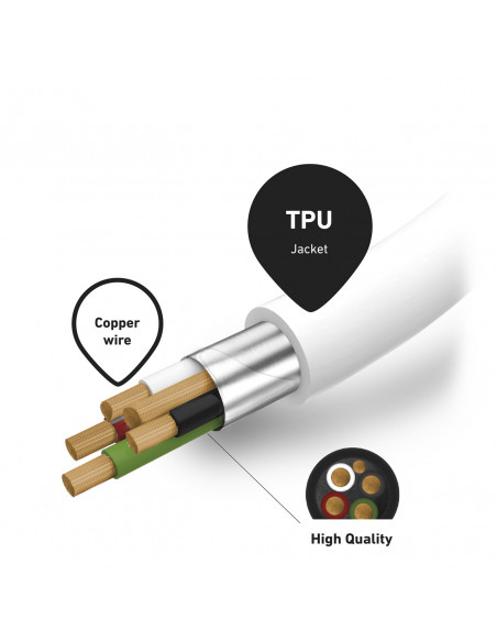 
„MFi“ sertifikuotas USB-C į „iPhone Lightning“ laidas, 1 m – baltas
