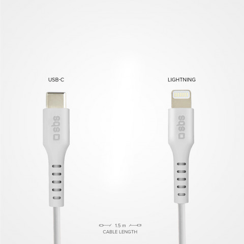 
„MFi“ sertifikuotas USB-C į „iPhone Lightning“ laidas, 1 m – baltas
