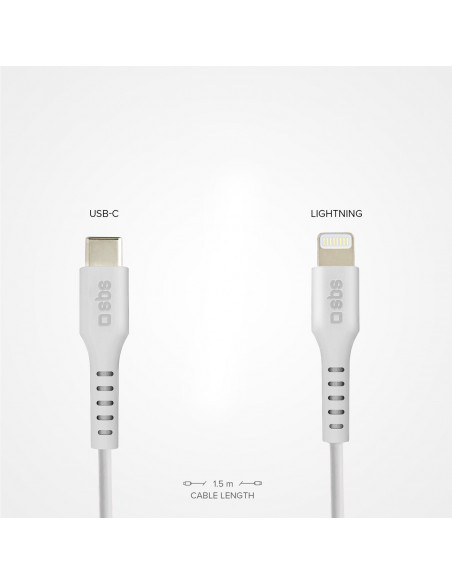 
„MFi“ sertifikuotas USB-C į „iPhone Lightning“ laidas, 1 m – baltas

