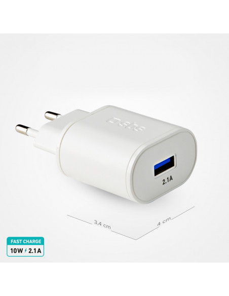 
USB-A 10W sieninis įkroviklis – baltas
