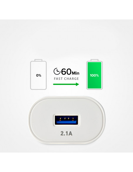 
USB-A 10W sieninis įkroviklis – baltas
