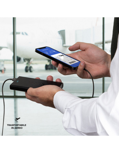 
10000 mAh išorinė baterija su maitinimo šaltiniu, 20 W, juoda
