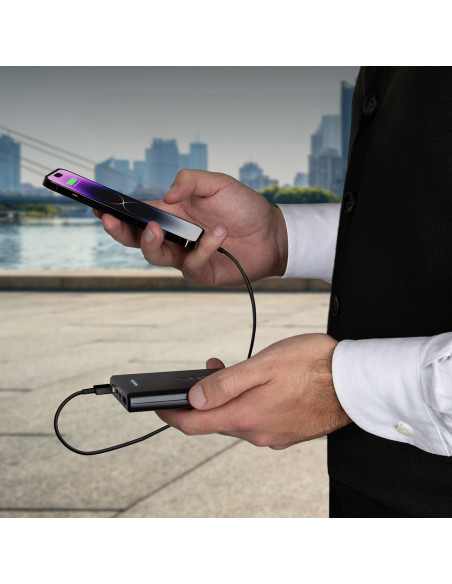 
10000 mAh išorinė baterija su maitinimo šaltiniu, 20 W, juoda
