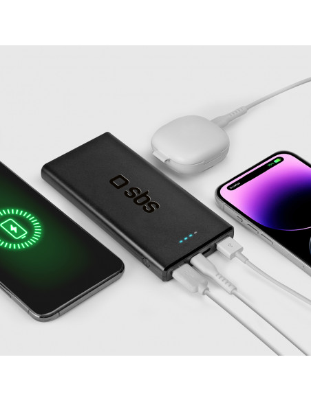 
10000 mAh išorinė baterija su maitinimo šaltiniu, 20 W, juoda
