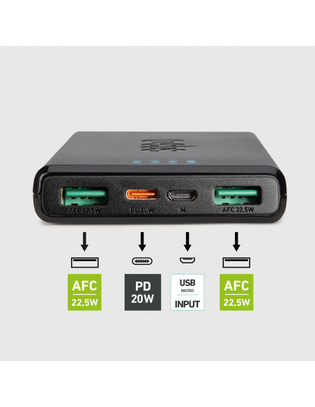 
10000 mAh išorinė baterija su maitinimo šaltiniu, 20 W, juoda
