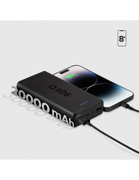 
20000 mAh nešiojamas akumuliatorius USB-A USB-C - juodas
