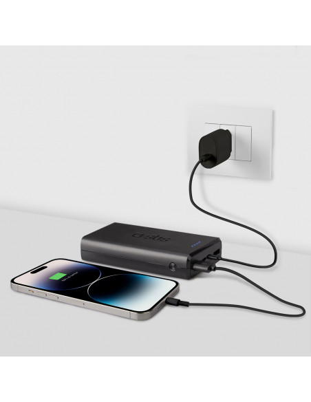 
20000 mAh nešiojamas akumuliatorius USB-A USB-C - juodas
