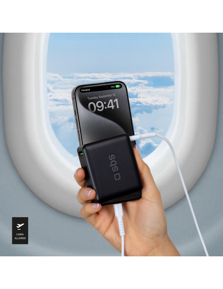 
10000 mAh išorinė baterija su įkrovikliu (Power Delivery) – juoda
