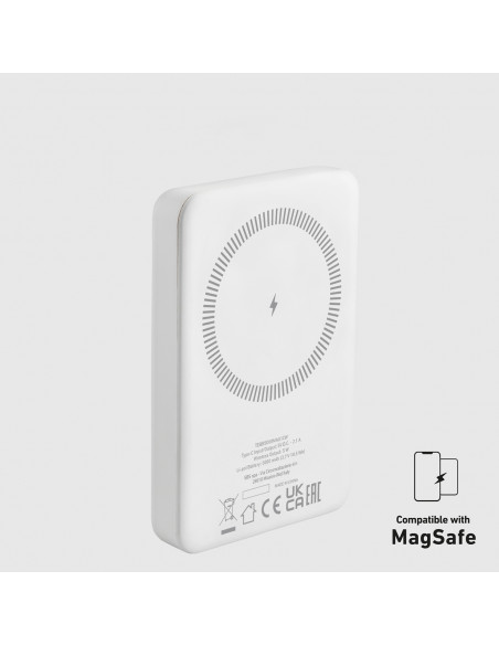 
5000 mAh USB-C nešiojamoji baterija su „MagSafe“ suderinamumu – balta
