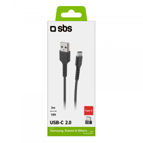 
USB-A - USB-C 3 m laidas - juodas
