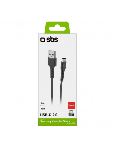 
USB-A - USB-C 3 m laidas - juodas
