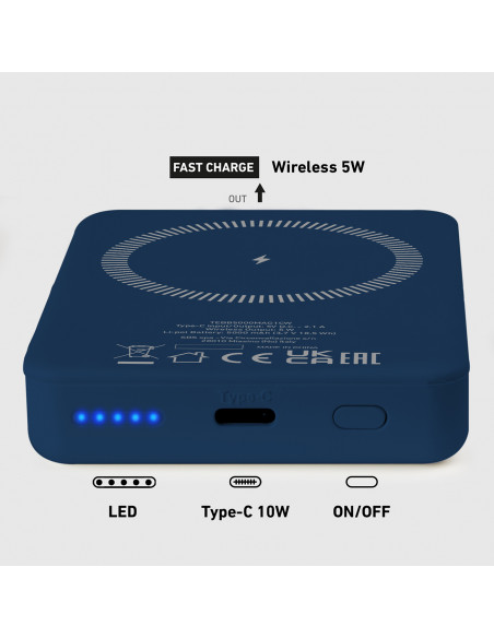 
5000 mAh „MagSafe“ išorinė baterija – mėlyna

