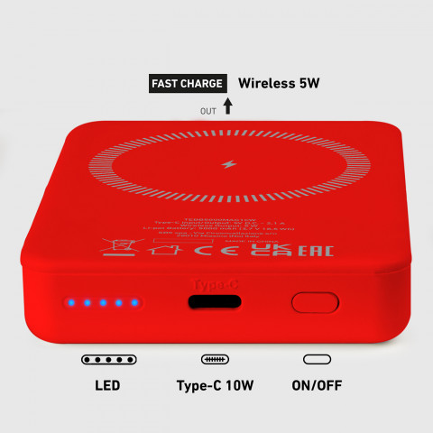 
5000 mAh „MagSafe“ išorinė baterija – raudona
