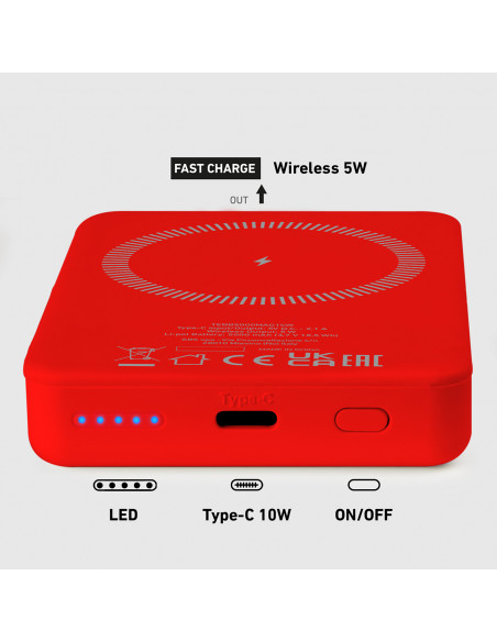 
5000 mAh „MagSafe“ išorinė baterija – raudona
