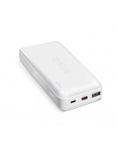 
20000 mAh PD nešiojama baterija su MicroUSB USB-C ir USB-A adapteriais, 20 W, balta
