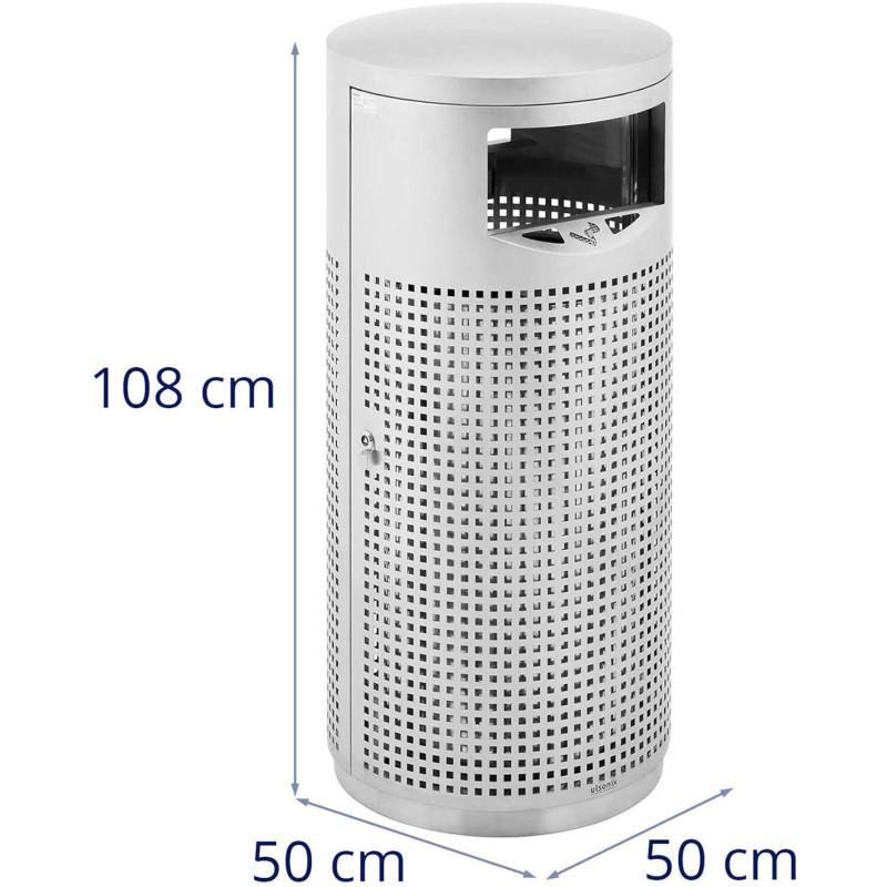 Lauko apvali šiukšlių dėžė su pelenine Plienas 12 l pilka