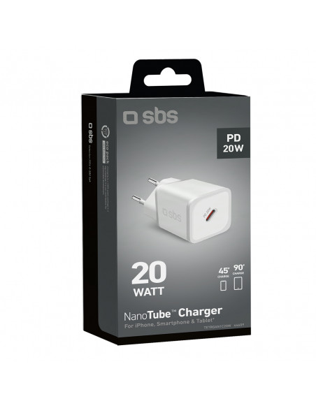 
GaN sieninis įkroviklis su maitinimo šaltiniu, 20 W – baltas
