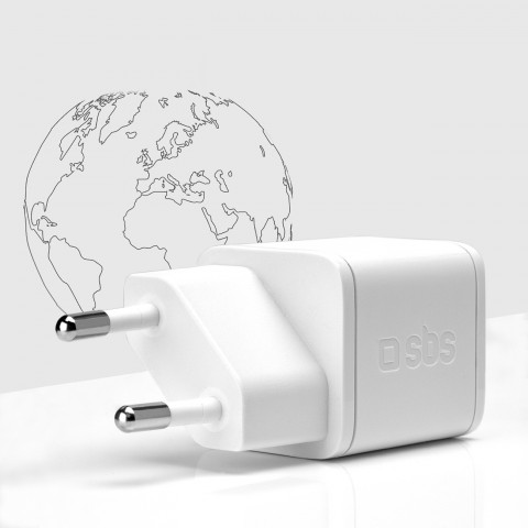 
GaN sieninis įkroviklis su maitinimo šaltiniu, 20 W – baltas
