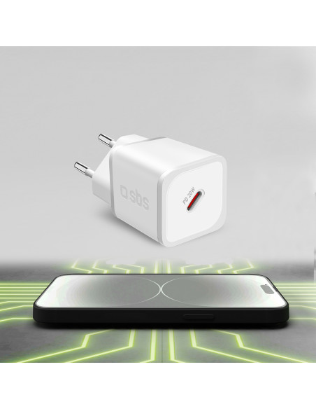 
GaN sieninis įkroviklis su maitinimo šaltiniu, 20 W – baltas
